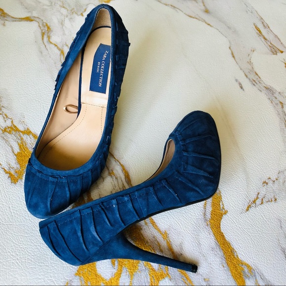 Zara Blue Suede Stilletos - Picture 5 of 11